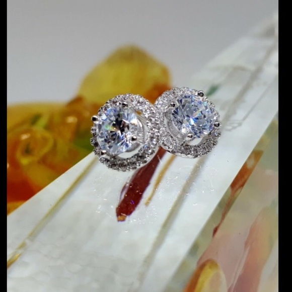 New Real 925 Cz Diamond Silver Earrings - Picture 3 of 5